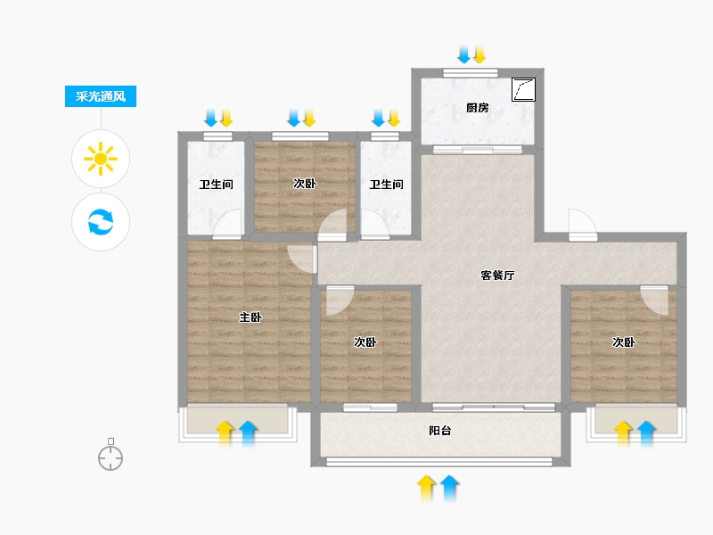 山东省-济南市-鲁商金茂悦府-94.80-户型库-采光通风