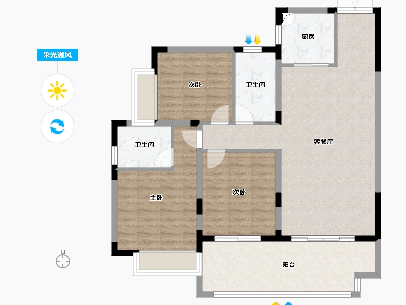 海南省-海口市-海德豪庭-101.00-户型库-采光通风