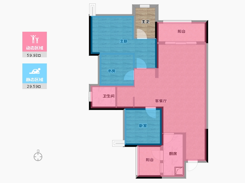 四川省-成都市-锦云天府-82.53-户型库-动静分区