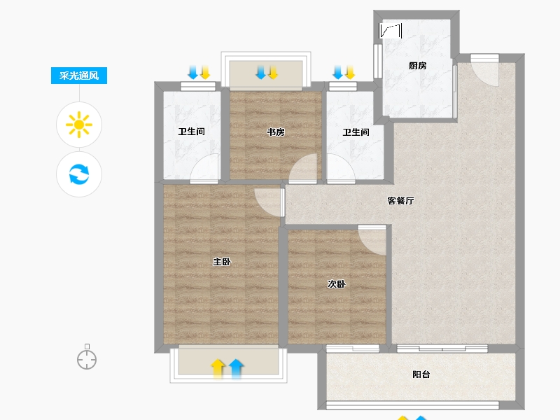 江苏省-南京市-越秀天萃-78.68-户型库-采光通风