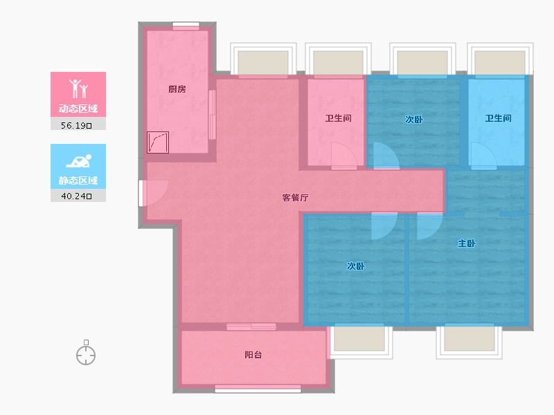 上海-上海市-华发仁恒苏河世纪-85.60-户型库-动静分区