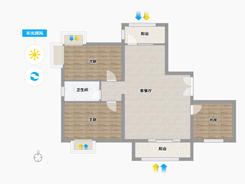 上海-上海市-凤凰城-86.55-户型库-采光通风