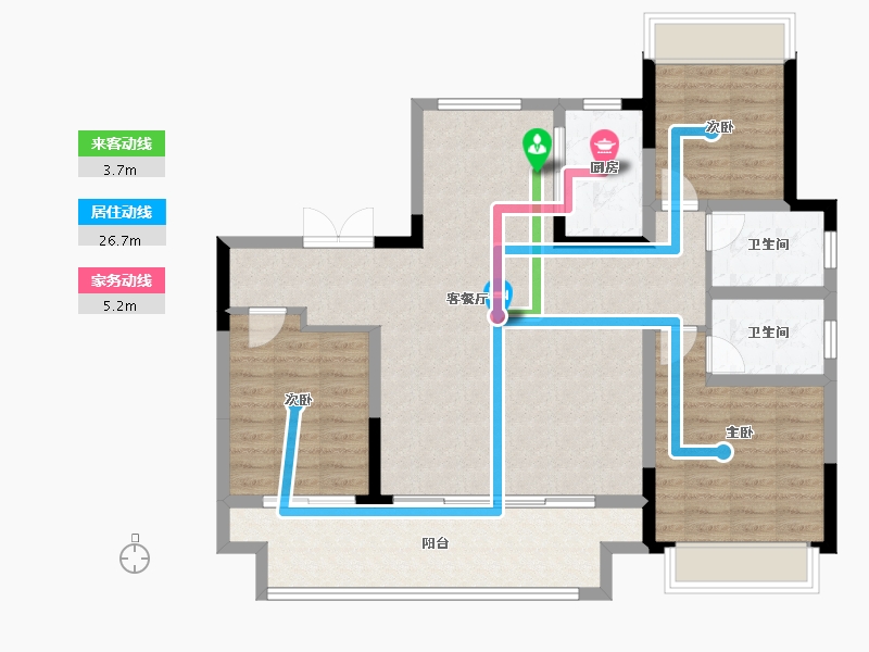 河南省-驻马店市-建业云筑-104.00-户型库-动静线