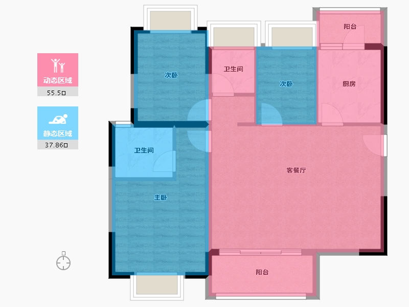 四川省-成都市-景瑞誉璟风华-84.00-户型库-动静分区