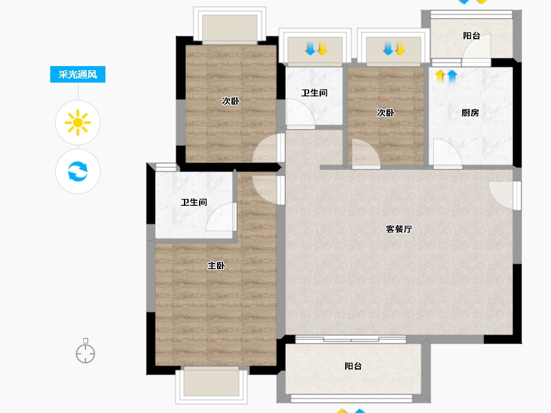 四川省-成都市-景瑞誉璟风华-84.00-户型库-采光通风