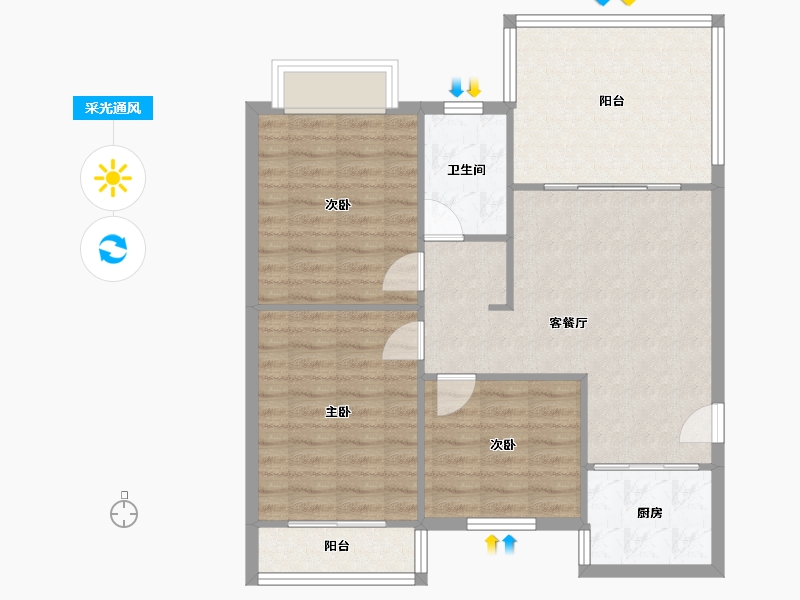 湖北省-鄂州市-尚东嘉景苑-71.14-户型库-采光通风