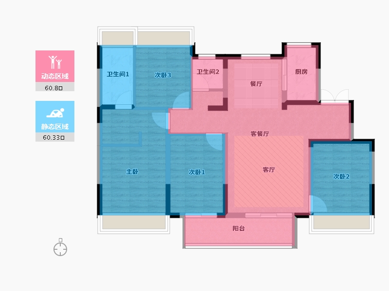 江苏省-徐州市-恒华天境-108.80-户型库-动静分区