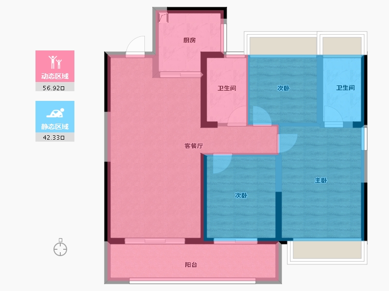 江苏省-南京市-颐和铂岸江璟-88.77-户型库-动静分区