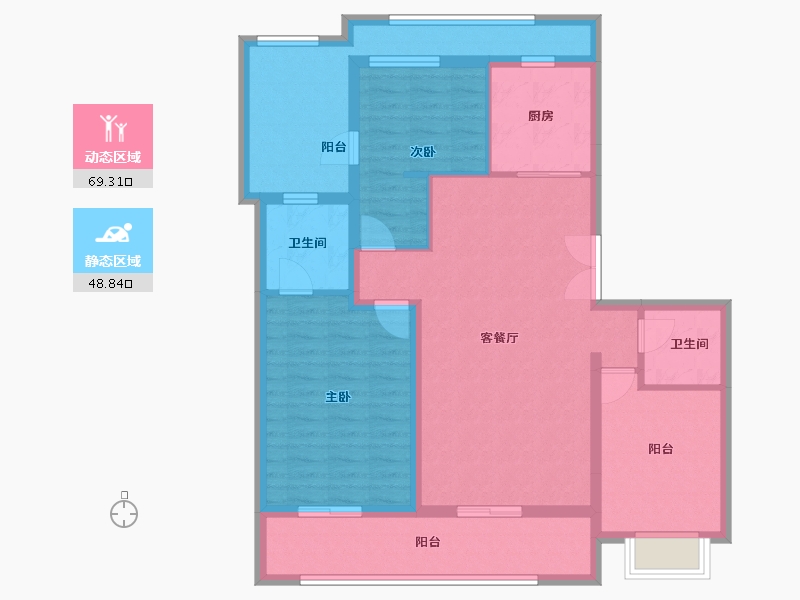 上海-上海市-绿宝锦庭-105.02-户型库-动静分区