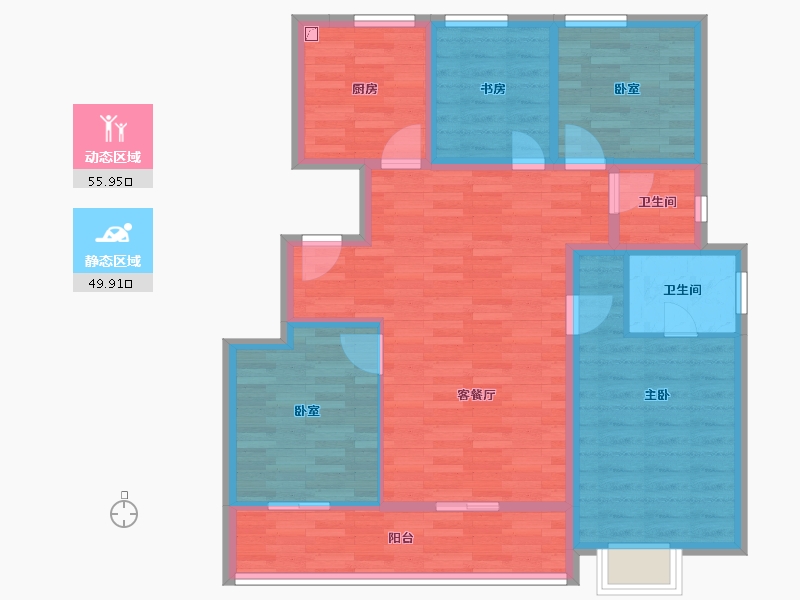 浙江省-绍兴市-江山和悦府-94.40-户型库-动静分区