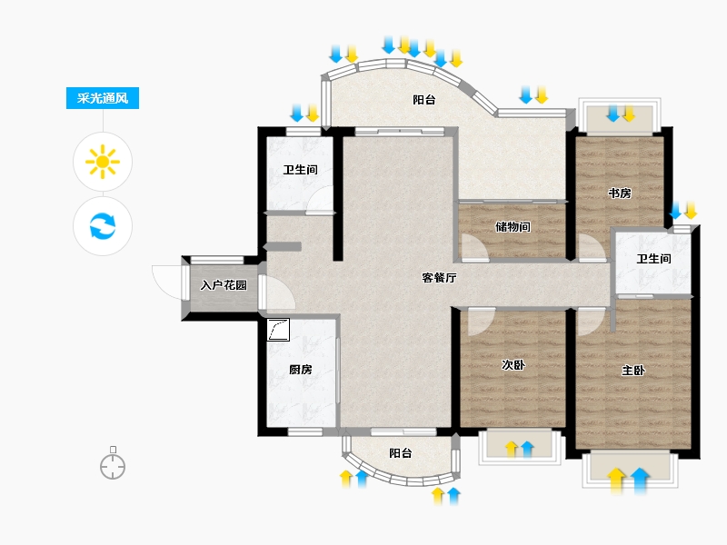 广东省-广州市-广州滨江上都-108.53-户型库-采光通风