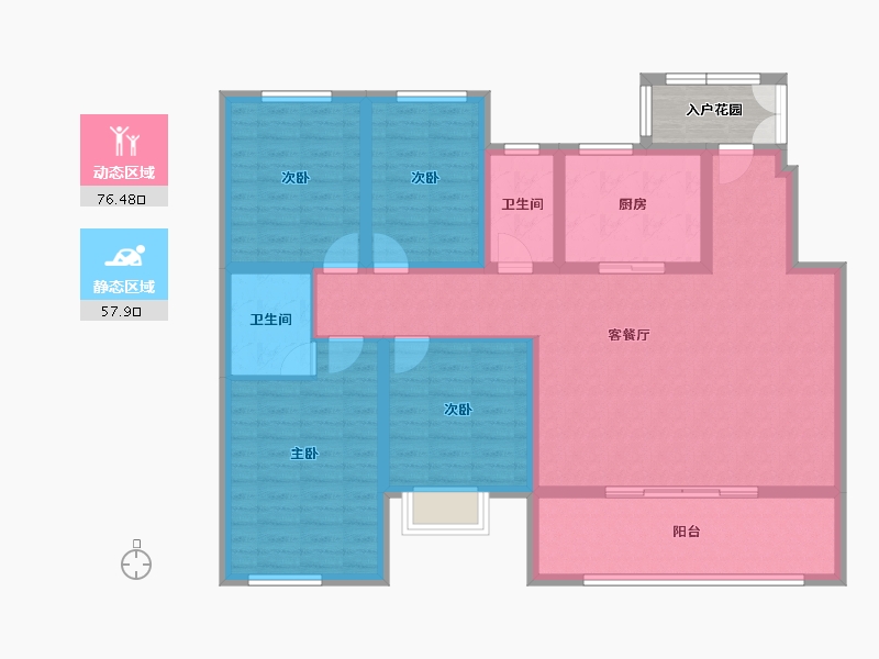 重庆-重庆市-首创禧瑞礼-124.79-户型库-动静分区