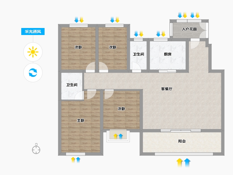 重庆-重庆市-首创禧瑞礼-124.79-户型库-采光通风