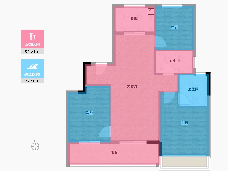 浙江省-杭州市-滨江兴耀湖悦岚湾-78.22-户型库-动静分区