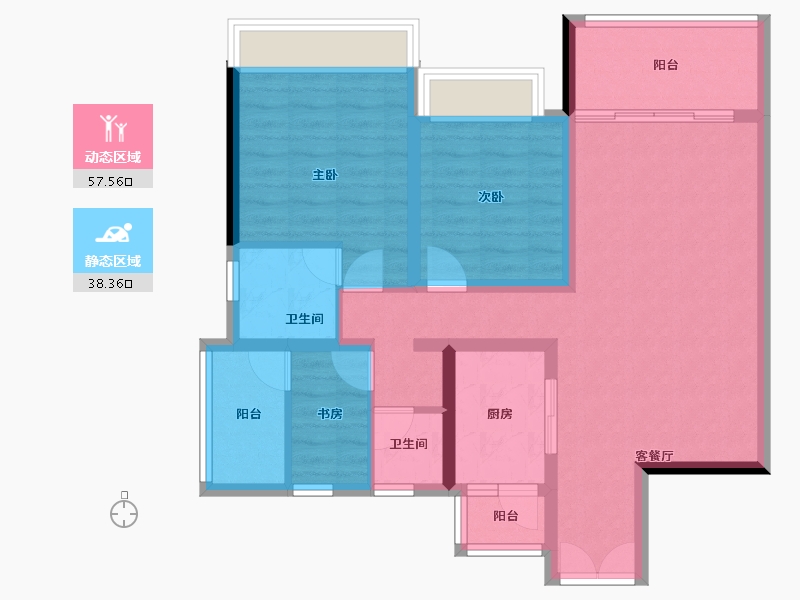 四川省-成都市-朗基紫境东来-84.90-户型库-动静分区