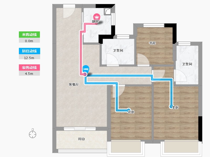 浙江省-杭州市-滨江兴耀湖悦岚湾-65.63-户型库-动静线