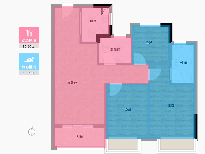 浙江省-杭州市-滨江兴耀湖悦岚湾-65.63-户型库-动静分区