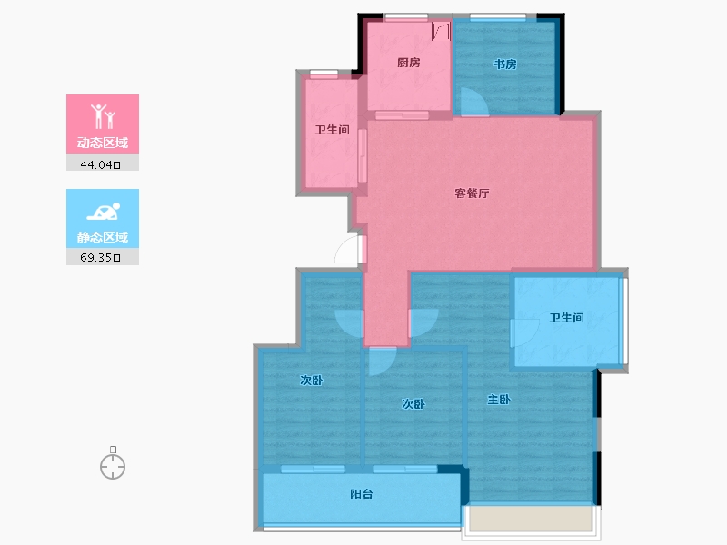 浙江省-杭州市-滨江兴耀湖悦岚湾-102.57-户型库-动静分区