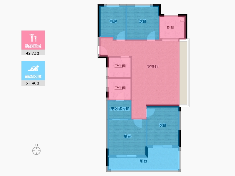 浙江省-杭州市-滨江兴耀湖悦岚湾-96.63-户型库-动静分区