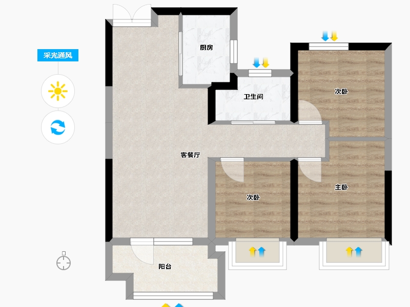 河北省-保定市-中冶未来城-70.00-户型库-采光通风