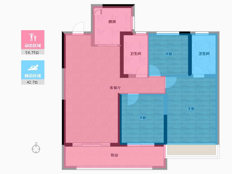 江苏省-南京市-颐和铂岸江璟-88.86-户型库-动静分区