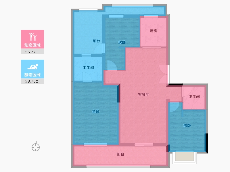 上海-上海市-绿宝锦庭-101.60-户型库-动静分区