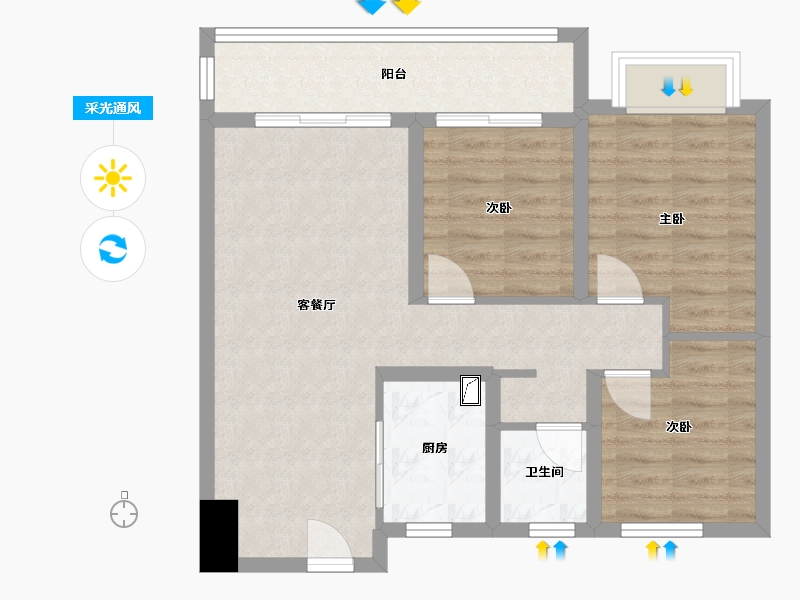 山东省-青岛市-青铁畅意城-70.50-户型库-采光通风