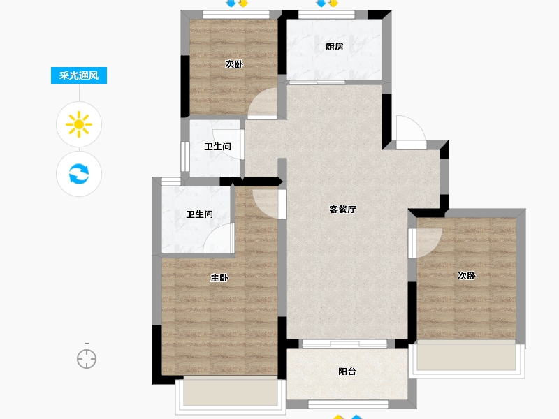 浙江省-衢州市-步阳东港悦福小区-71.20-户型库-采光通风