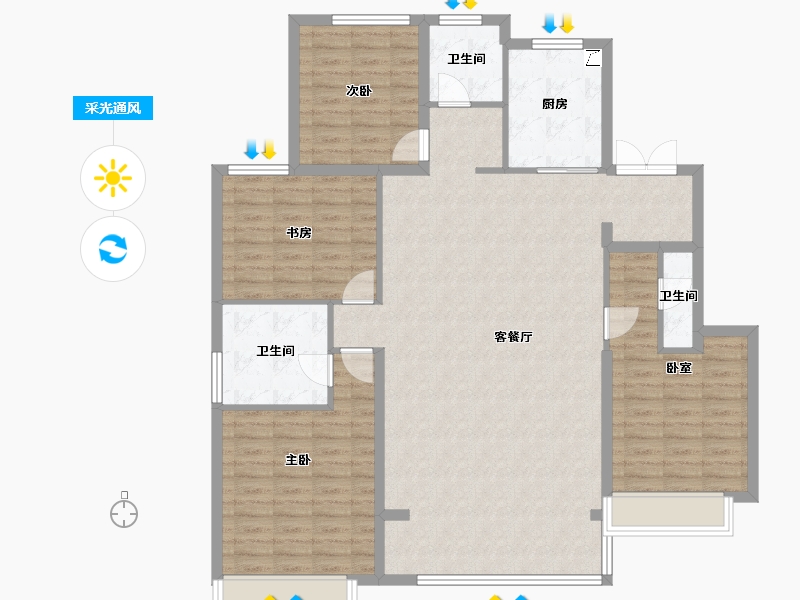 河北省-张家口市-宣府第一城隍宸-134.33-户型库-采光通风