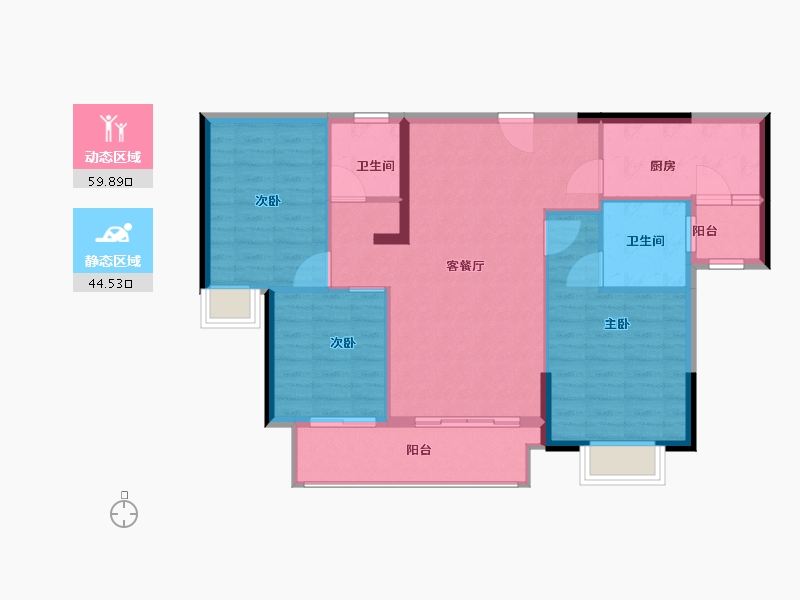 广东省-梅州市-敏捷奥园珑玥府-95.00-户型库-动静分区