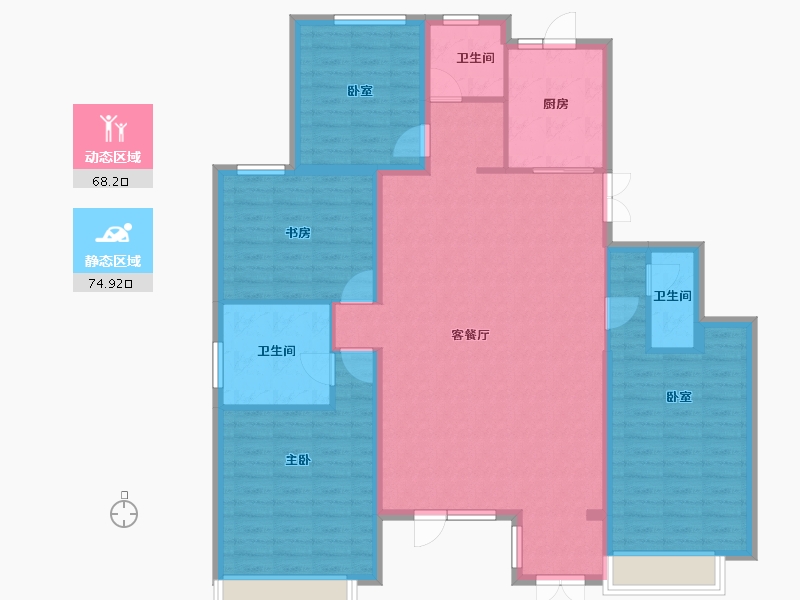 河北省-张家口市-宣府第一城隍宸-130.67-户型库-动静分区