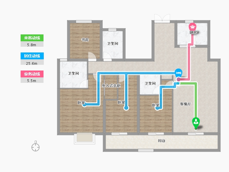 浙江省-绍兴市-万达建设春和璟明-140.01-户型库-动静线