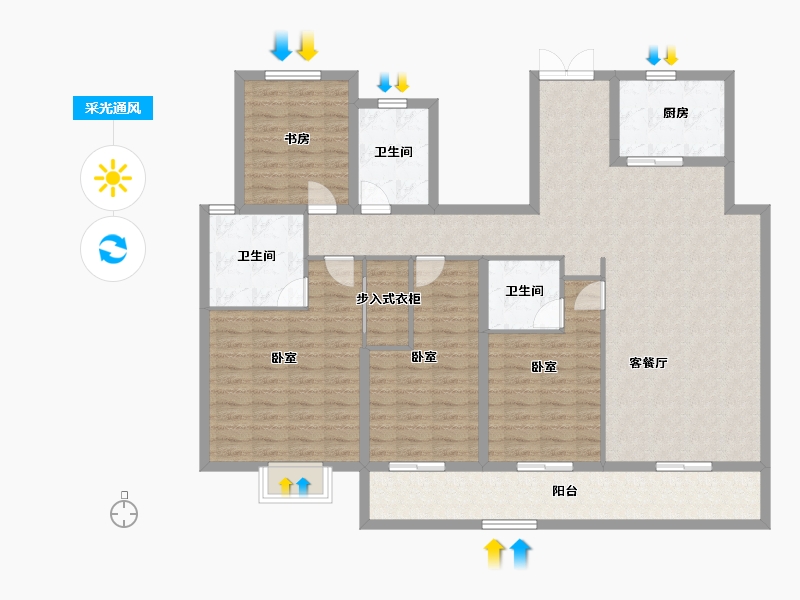 浙江省-绍兴市-万达建设春和璟明-140.01-户型库-采光通风