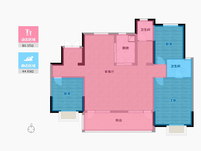 河北省-石家庄市-旭辉滨河江来原旭辉公元-112.00-户型库-动静分区