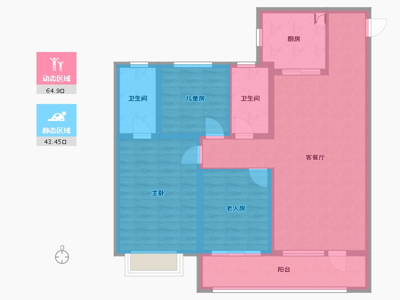 山东省-济宁市-汇源·春晓观棠-96.65-户型库-动静分区