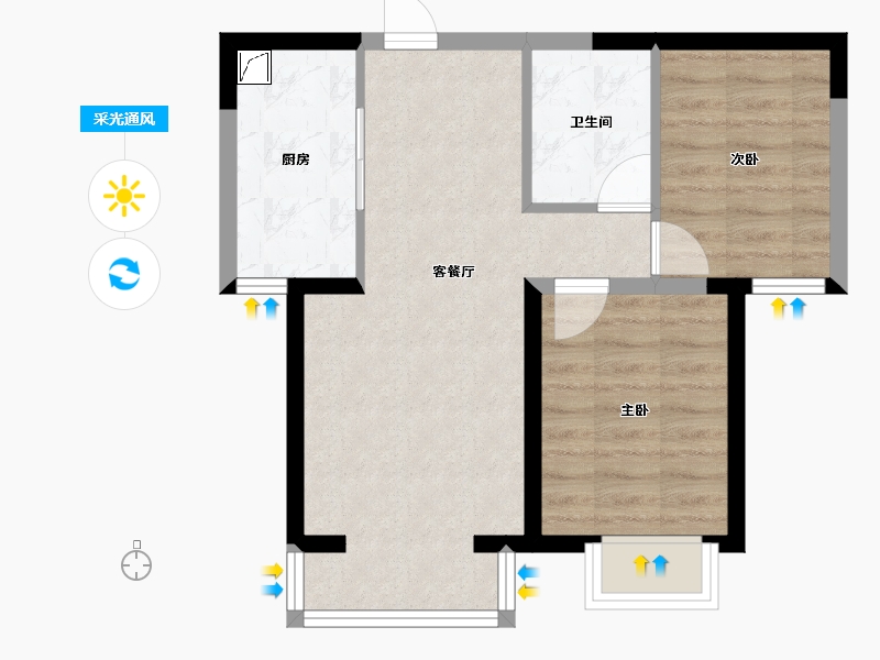 河北省-廊坊市-天佑家园-53.53-户型库-采光通风