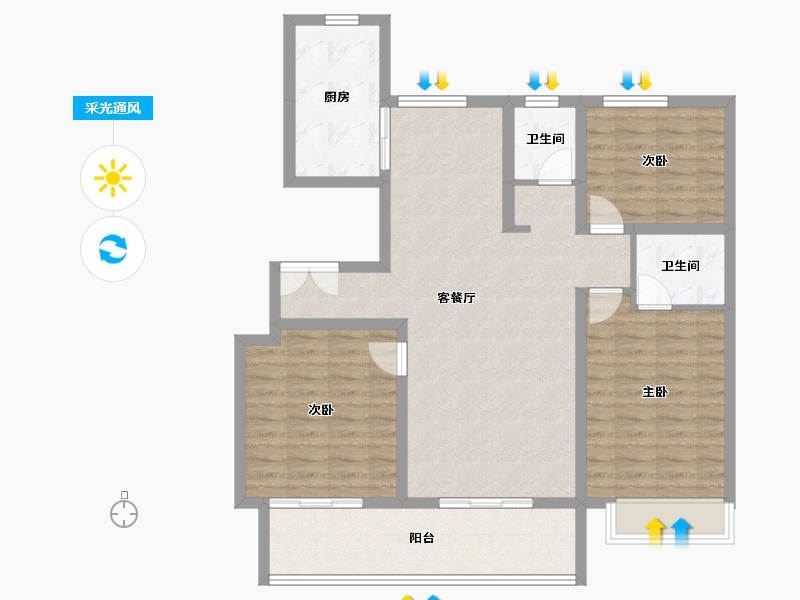 河北省-廊坊市-书香雅苑-104.07-户型库-采光通风