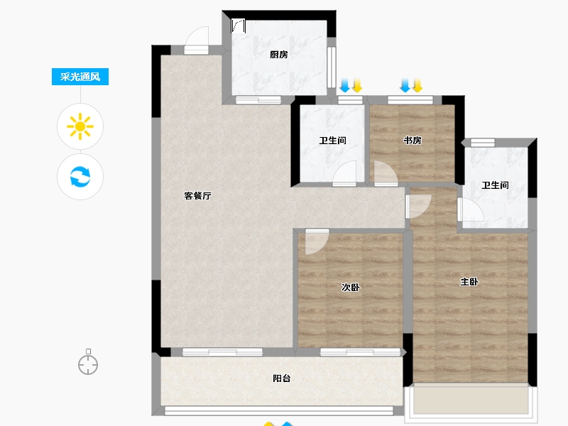 浙江省-杭州市-沥瑞府-79.99-户型库-采光通风