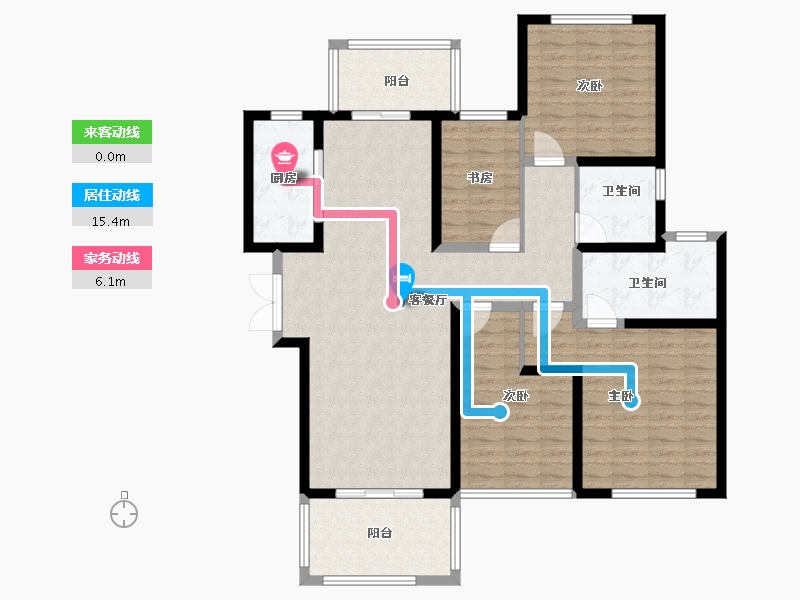 江苏省-苏州市-览月阁-124.00-户型库-动静线