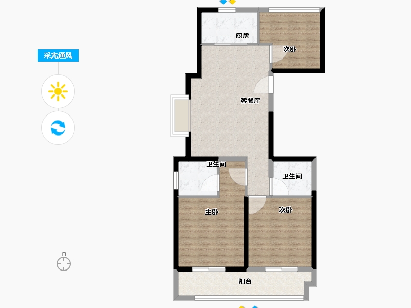 浙江省-台州市-方远荣安玖樾府-87.01-户型库-采光通风