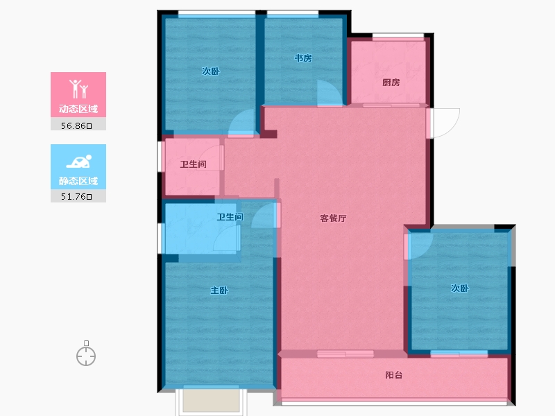 浙江省-台州市-方远荣安玖樾府-96.87-户型库-动静分区