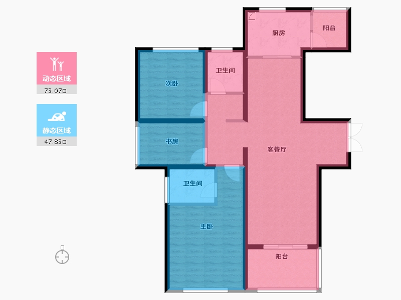 江苏省-苏州市-览月阁-107.99-户型库-动静分区