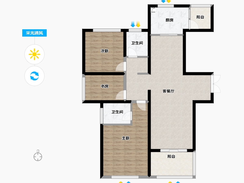 江苏省-苏州市-览月阁-107.99-户型库-采光通风