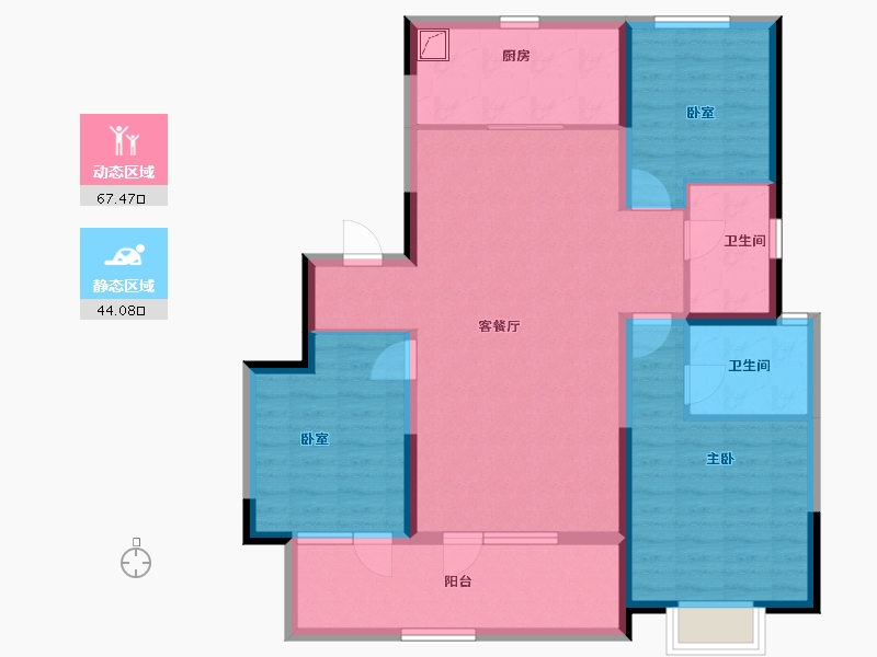 河北省-石家庄市-旭辉滨河江来原旭辉公元-99.95-户型库-动静分区