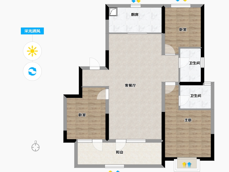 河北省-石家庄市-旭辉滨河江来原旭辉公元-99.95-户型库-采光通风