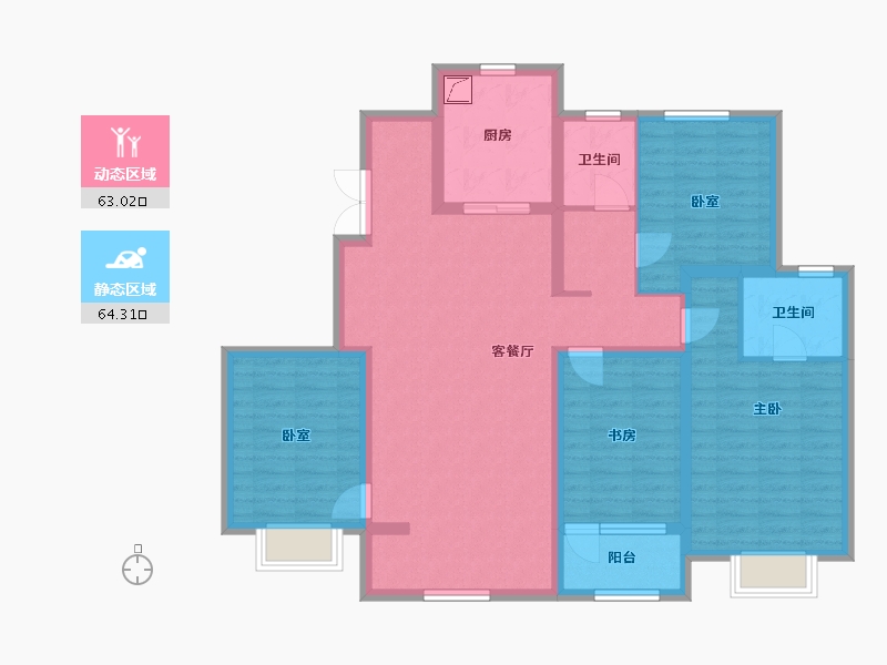 河北省-石家庄市-旭辉滨河江来原旭辉公元-113.40-户型库-动静分区