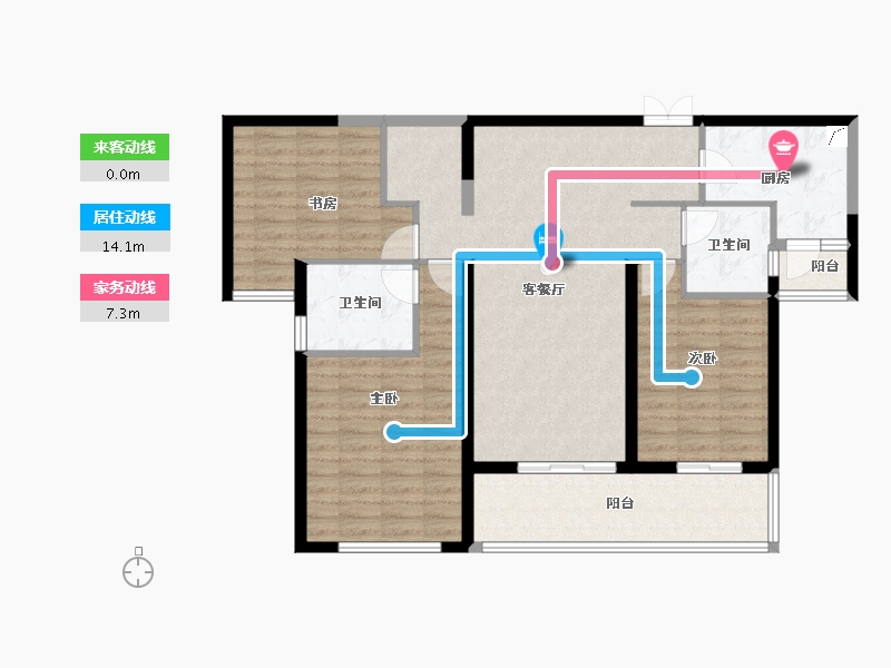 江苏省-苏州市-览月阁-108.00-户型库-动静线