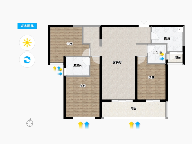 江苏省-苏州市-览月阁-108.00-户型库-采光通风