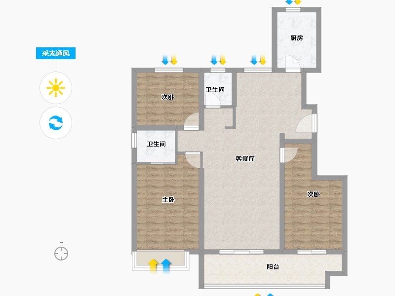 河北省-廊坊市-书香雅苑-101.72-户型库-采光通风