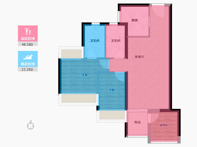 广东省-广州市-雅居乐花城雅郡-62.36-户型库-动静分区